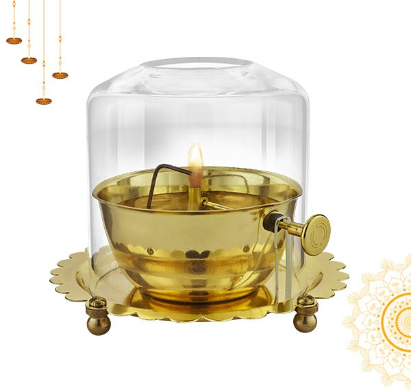 अखंड ज्योत दिया (Akhand Jyot Diya) - with Wick lifting mechanism