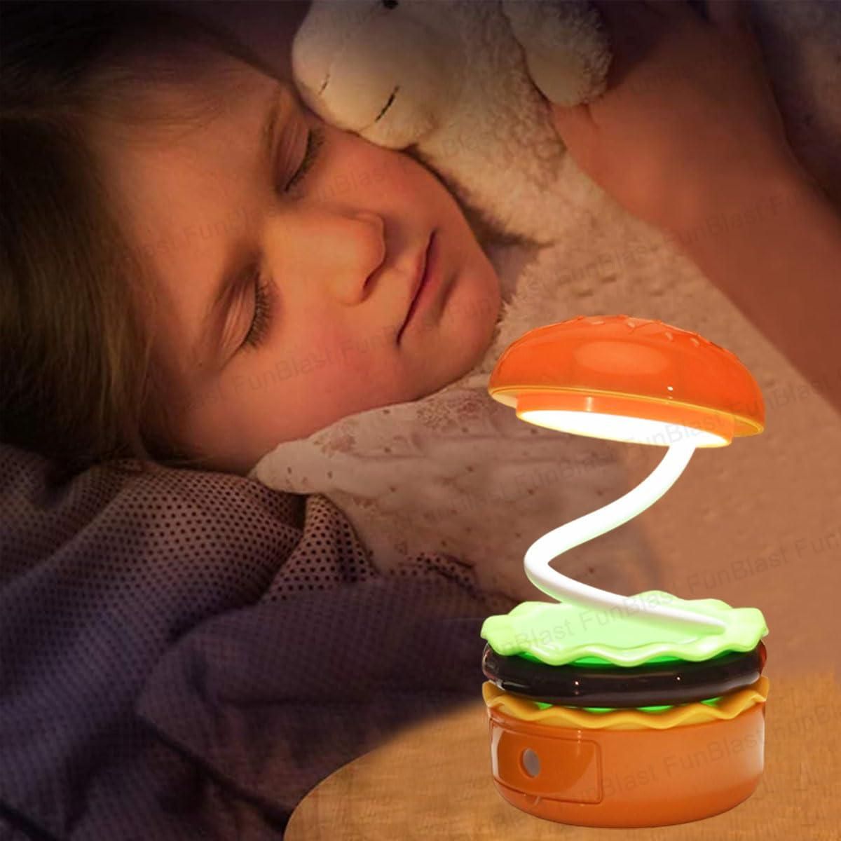 Burger Design Desk Light for Kids & Adults - Rechargeable with Sharpener