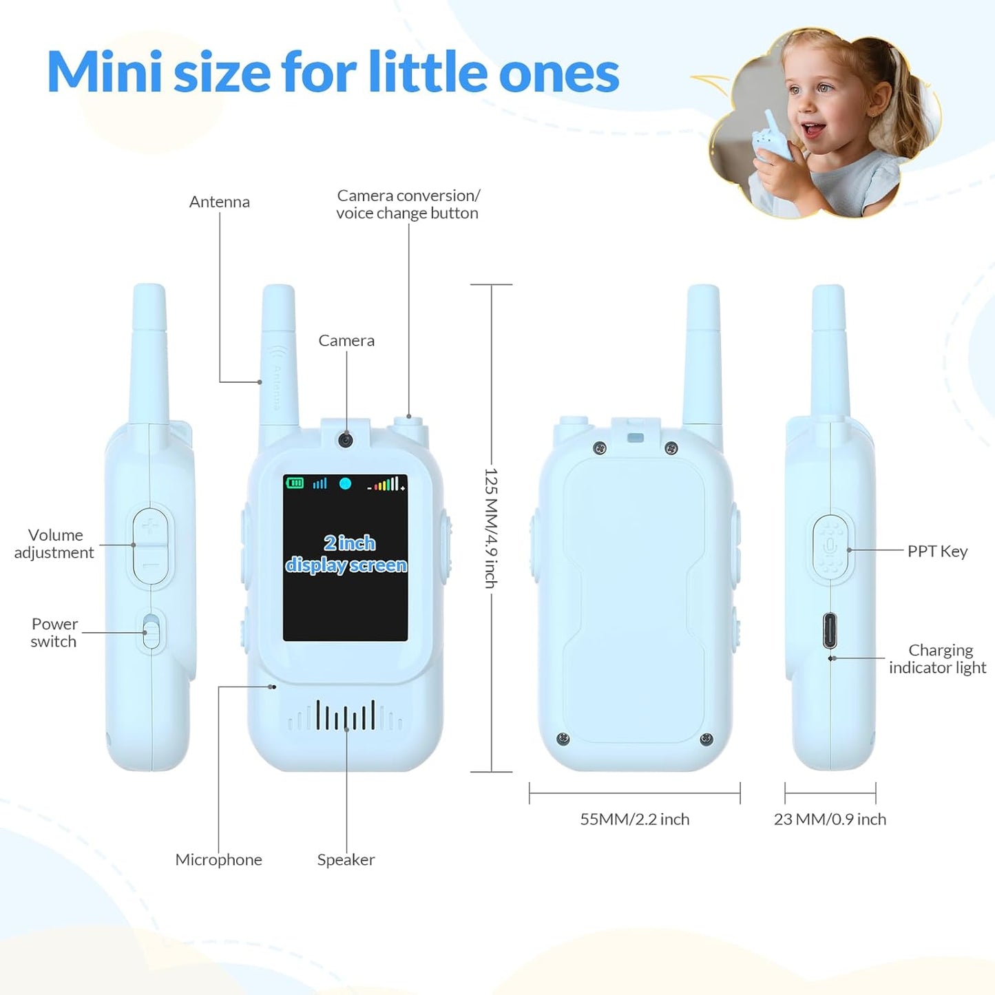 Fabbyβ’ Kids Video Walkie Talkies | Rechargeable & No Wi-Fi Needed (Pack of 2)