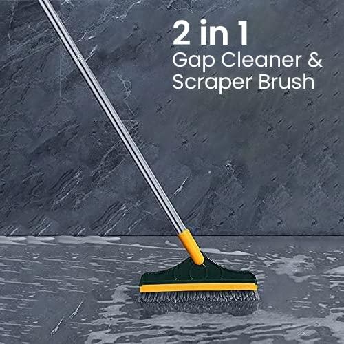 Multifunctional Cleaning Scrub Brush with Wiper 2 in 1 with Long Handle
