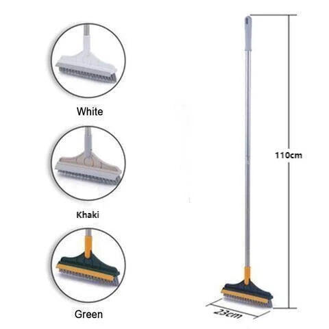Multifunctional Cleaning Scrub Brush with Wiper 2 in 1 with Long Handle