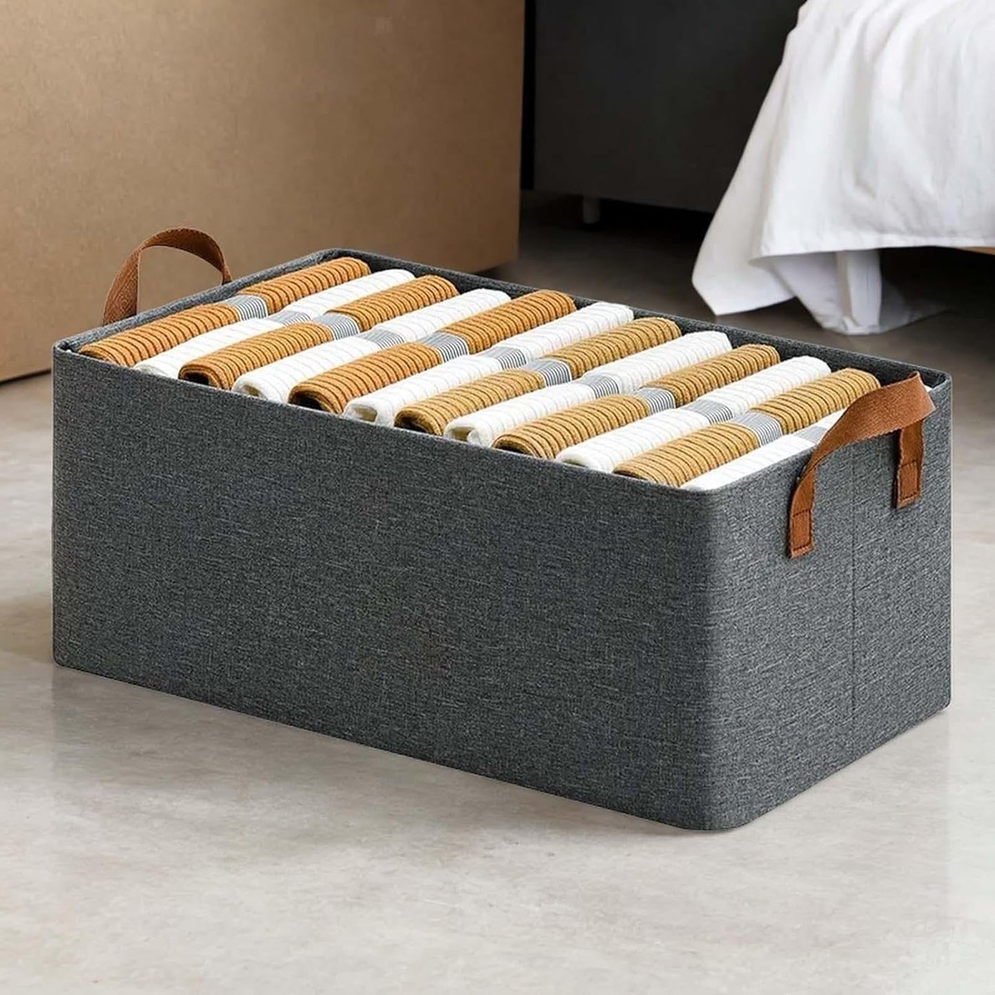 Foldable Cloth Storage Basket (Stainless Steel Frame) (Pack of 2)