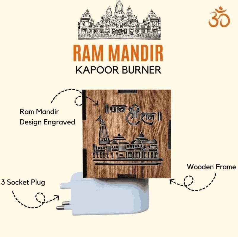 3-in-1 Ayodhya Ram Mandir Engraved Electric Aroma Burner & Night lamp