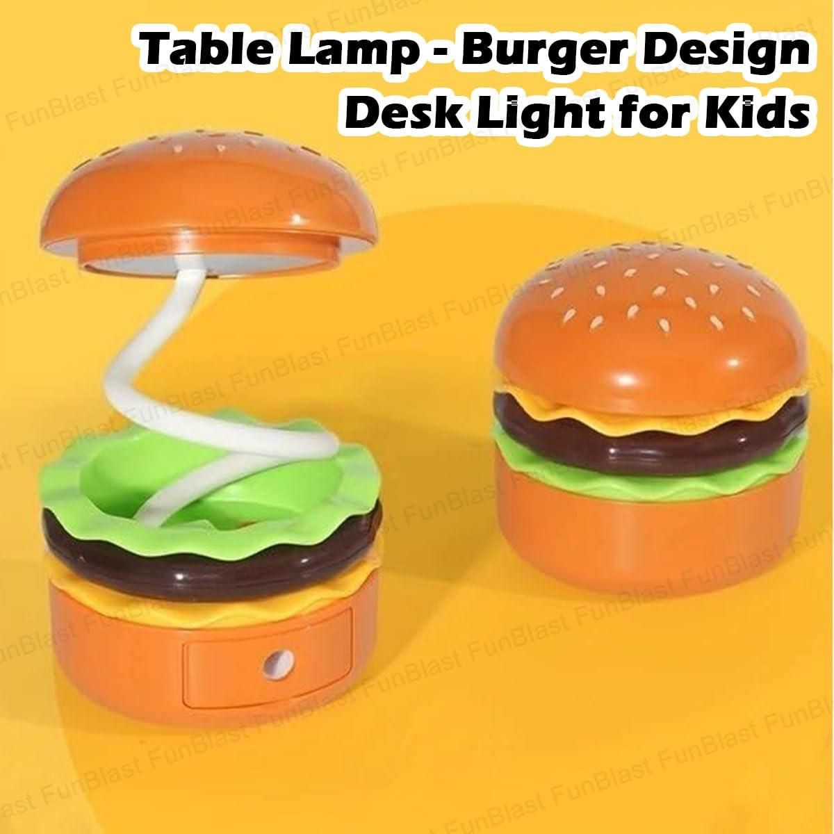 Burger Design Desk Light for Kids & Adults - Rechargeable with Sharpener