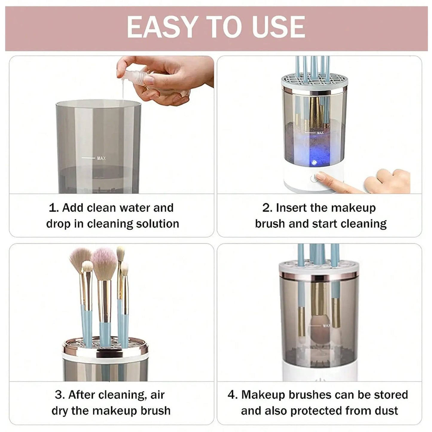 3-in-1 Smart Automatic Electric Makeup Brush Cleaner