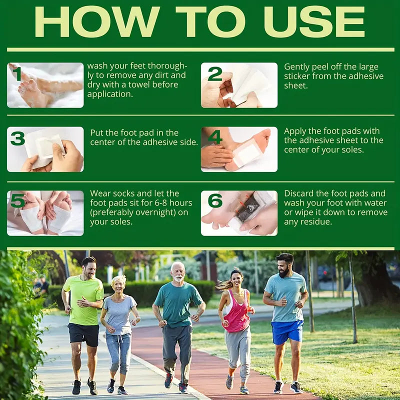 Detox Foot Patches (Pack of 10) – All-Natural Bamboo Vinegar & Herbal Extracts for Overnight Detox, Stress Relief, Energy Boost & Improved Circulation