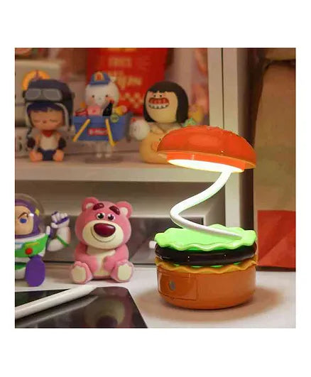 Burger Design Desk Light for Kids & Adults - Rechargeable with Sharpener