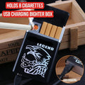 2-in-1 Automatic Cigarette Case & Windproof USB Lighter (Holds 8)