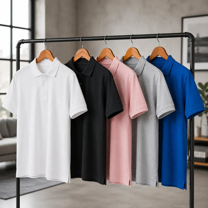 The Everyday Essential Polo 5-Pack: Premium Men’s Cotton Blend