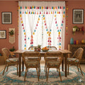White Double Layer Ruffle Curtain with Tassels | Light-Filtering Sheer for Living Room & Bedroom