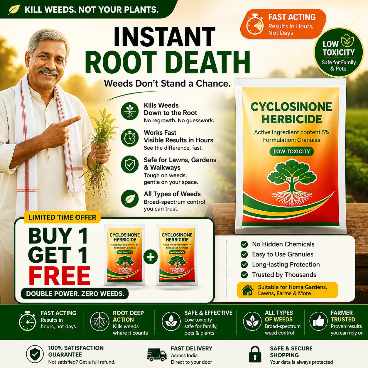 Cyclosinone Herbicide Granules - Buy 1 Get 1 Free