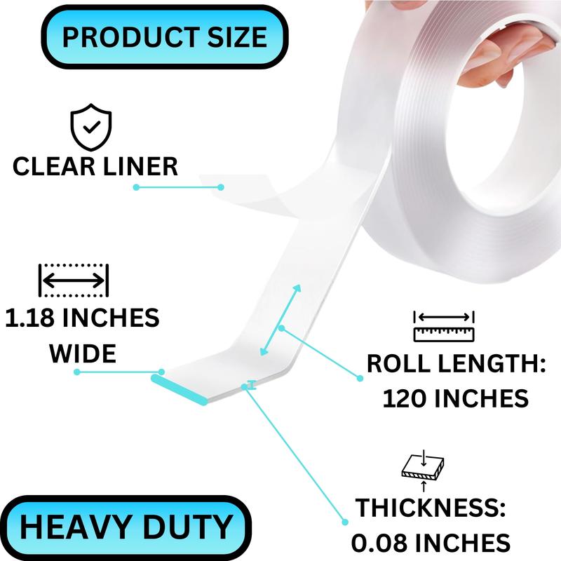 Double Sided Tape Heavy Duty Mounting Tape Two Sided Adhesive for Wall Hanging Decor Posters (Pack of 2)
