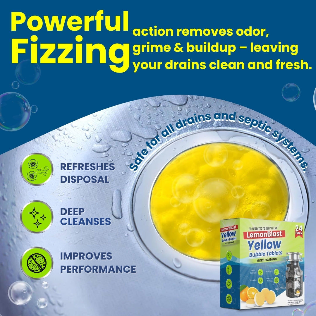LemonBlast™ Drain Foam Tablets (Pack of 24) | Removes Odor & Blockage | 🔥 FLAT 50% OFF