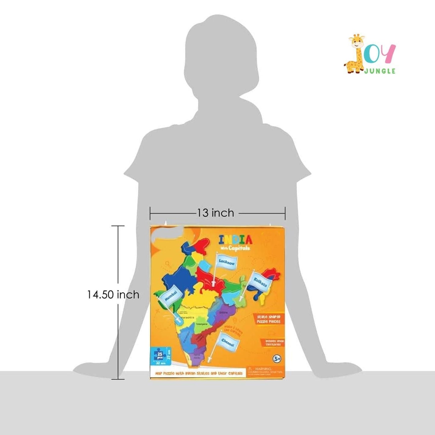 Jigsaw Puzzle Indian Map with State Capitals and Flag Educational Learning  for Kids