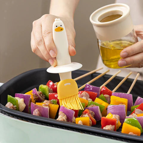 Premium Cute Duck Silicone Brush and High Temperature Resistant Oil Bottle