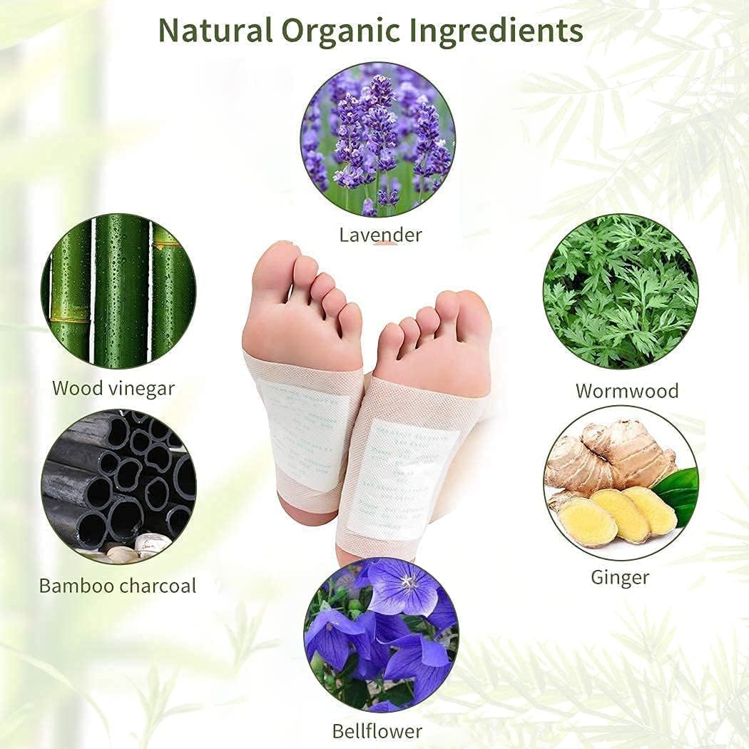 Detox Foot Patches (Pack of 10) – All-Natural Bamboo Vinegar & Herbal Extracts for Overnight Detox, Stress Relief, Energy Boost & Improved Circulation