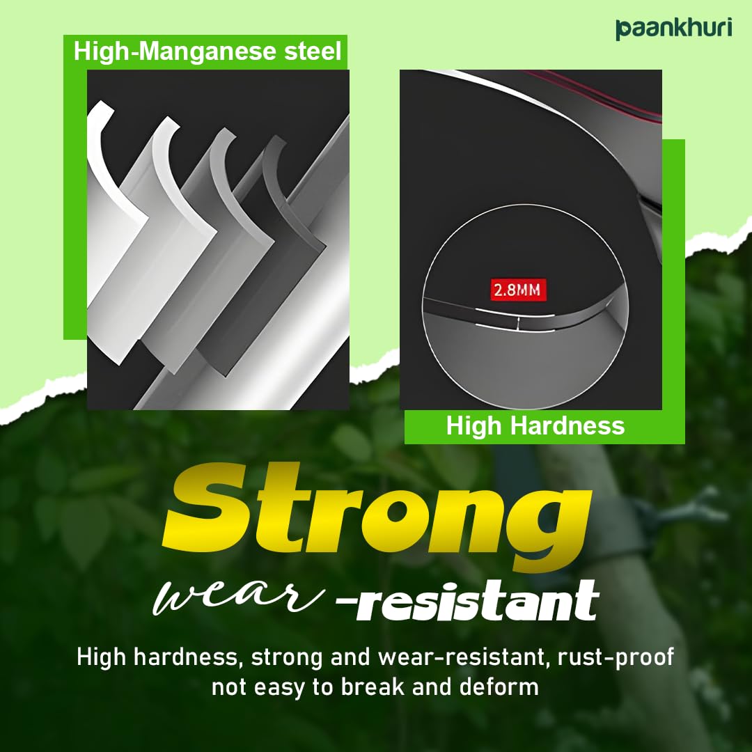 BladeMax™ Manual Grass and Weed Cutter – Silver Manganese Steel Curved Blade with Adjustable Handle Clamp (20cm