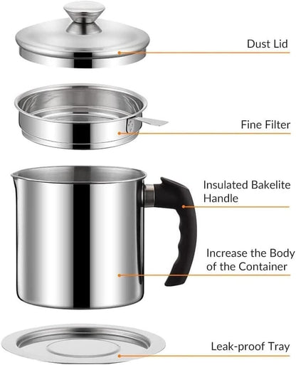 Stainless Steel Oil Strainer Container