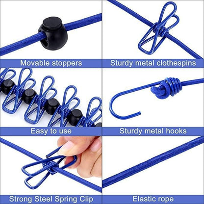 Cloth Drying Rope with Hooks and 12 Clips ( Buy 1 Get 1 Free - Offer for today only!)