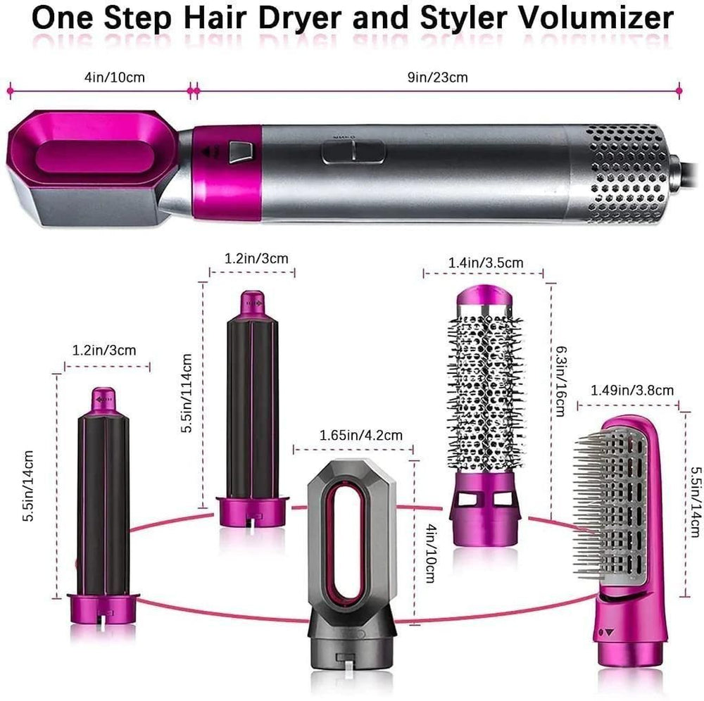 Muti-Functional 5 IN 1 Hair Styling Tool Detachable Hot Air Brush Hair Dryer with Comb