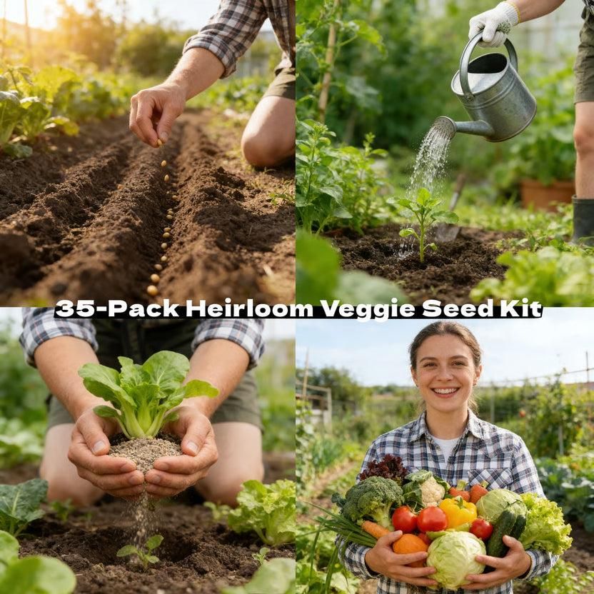 35-Pack Heirloom Vegetable Seed Kit | USA Imported, Non-GMO & High Yield