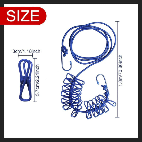 Cloth Drying Rope with Hooks and 12 Clips ( Buy 1 Get 1 Free - Offer for today only!)