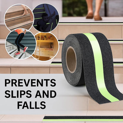 Glow-in-the-Dark Anti-Slip Tape for Stairs & Slippery Surfaces – Heavy-Duty Self-Adhesive Safety Grip Strip (Indoor & Outdoor Use) (5 Mtr)