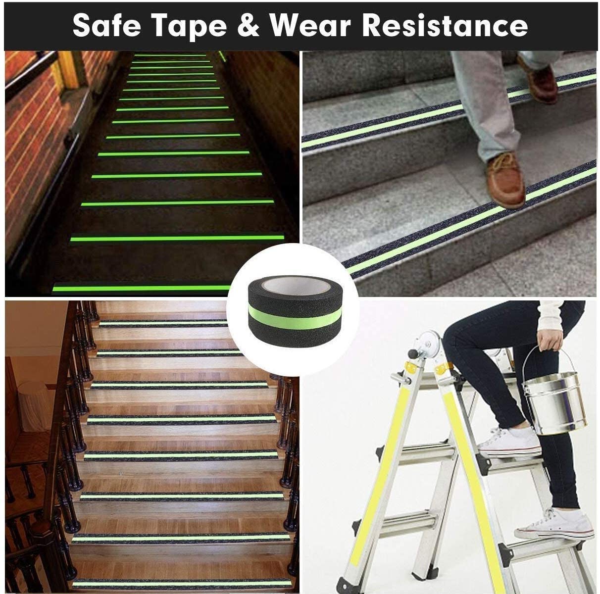 Glow-in-the-Dark Anti-Slip Tape for Stairs & Slippery Surfaces – Heavy-Duty Self-Adhesive Safety Grip Strip (Indoor & Outdoor Use) (5 Mtr)