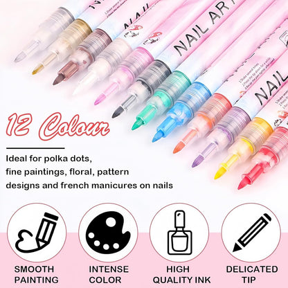 The Magic Nail Art Pens (12 Colors) | Flawless DIY Designs In Seconds