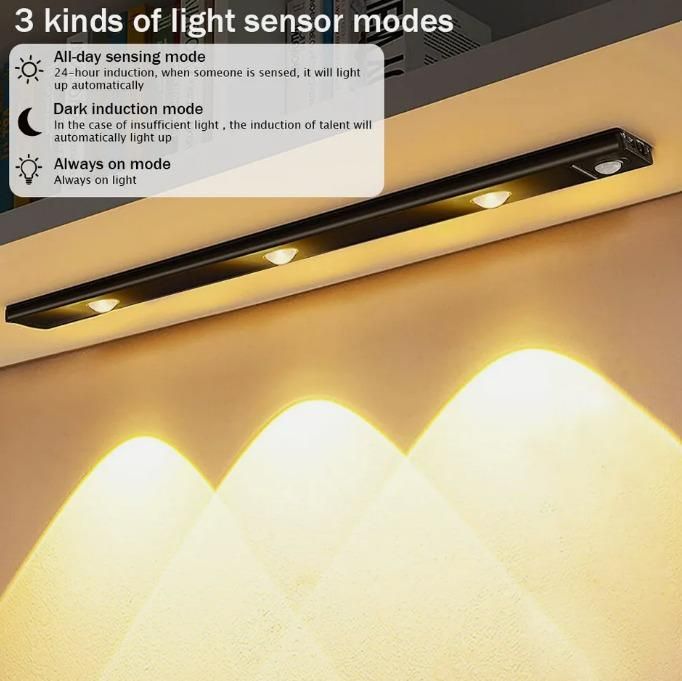 LED PIR Motion Sensor Cabinet Light – USB Rechargeable, Wireless Under-Cabinet Lighting