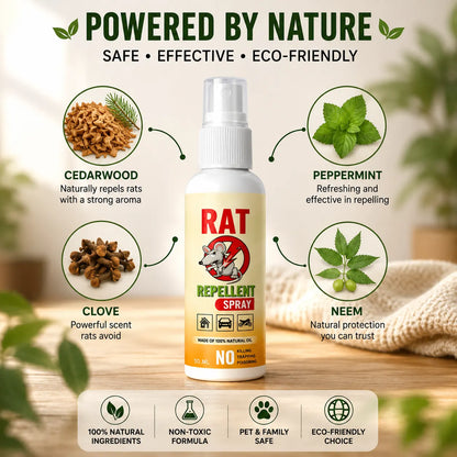 Natural Rat Repellent Spray -  100% Safe for Home, Family & Pets! | BUY 1 GET 2 FREE!