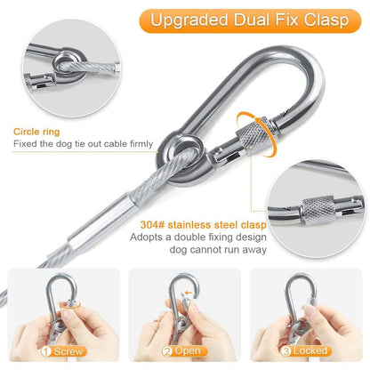 Stainless Steel Clothesline with Carabiner Hooks (10 Mtr)