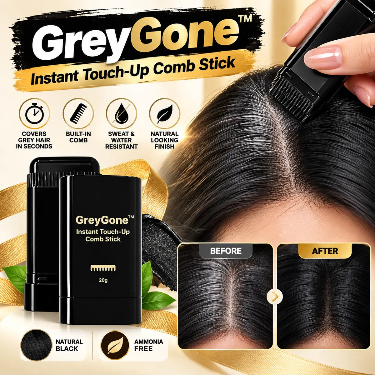 GreyGone™ Instant Touch-Up Comb Stick (Black)