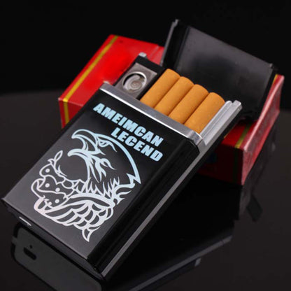 2-in-1 Automatic Cigarette Case & Windproof USB Lighter (Holds 8)