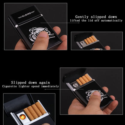 2-in-1 Automatic Cigarette Case & Windproof USB Lighter (Holds 8)