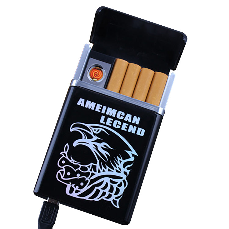 2-in-1 Automatic Cigarette Case & Windproof USB Lighter (Holds 8)