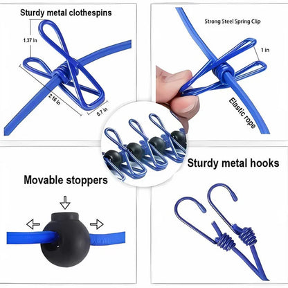 Cloth Drying Rope with Hooks and 12 Clips ( Buy 1 Get 1 Free - Offer for today only!)