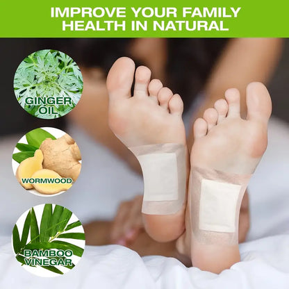 Detox Foot Patches (Pack of 10) – All-Natural Bamboo Vinegar & Herbal Extracts for Overnight Detox, Stress Relief, Energy Boost & Improved Circulation