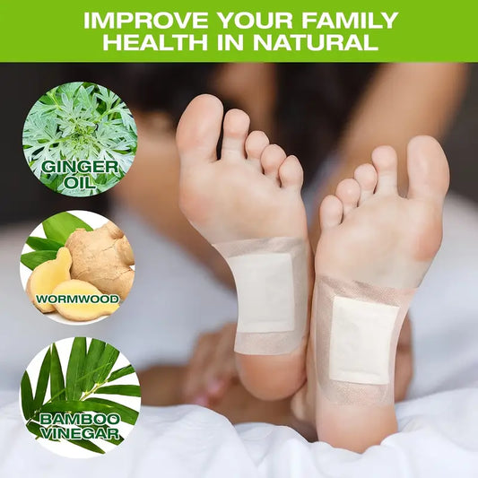 Detox Foot Patches (Pack of 10) – All-Natural Bamboo Vinegar & Herbal Extracts for Overnight Detox, Stress Relief, Energy Boost & Improved Circulation