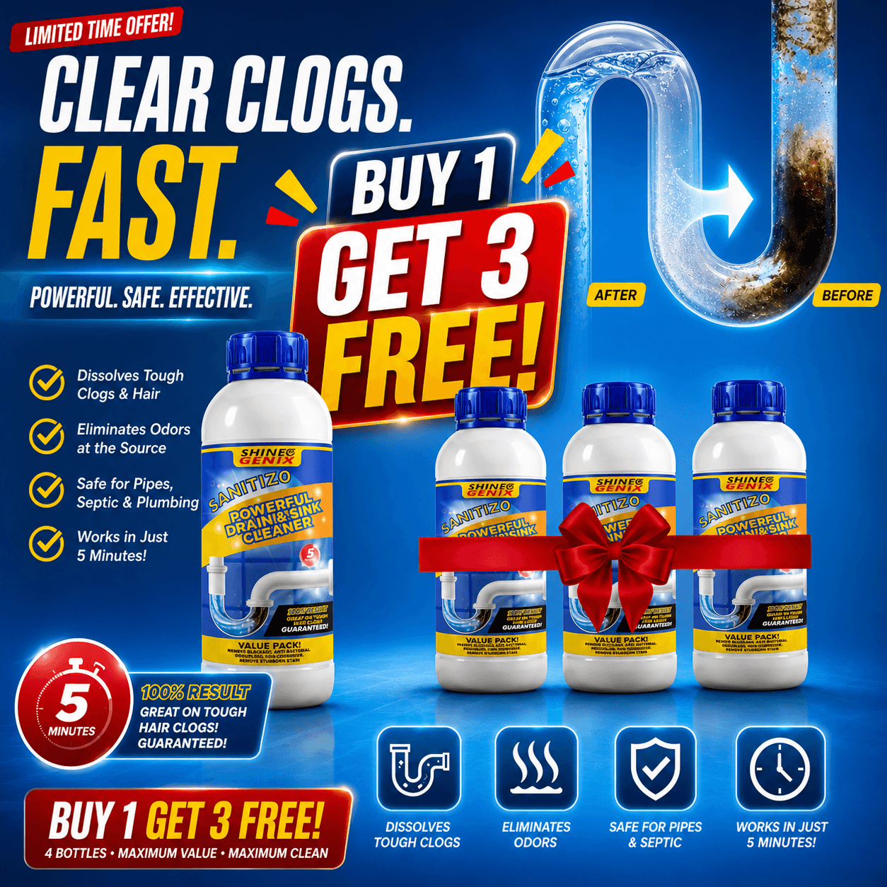 Powerful Sink & Drain Cleaner - Buy 1 Get 3 Free