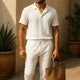 Men's Crinkled Co-Ord Set White - 50% Off For Today Only!