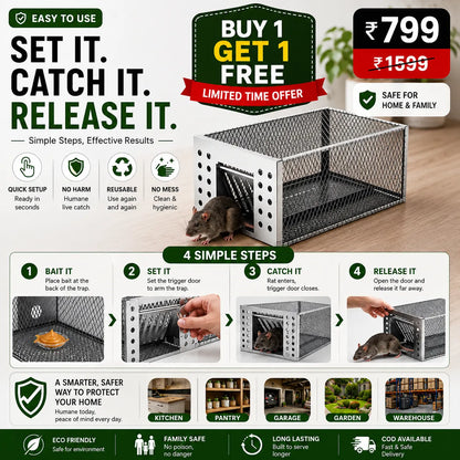 Humane Live Catch & Release Mouse Trap - Buy 1 Get 1 Free