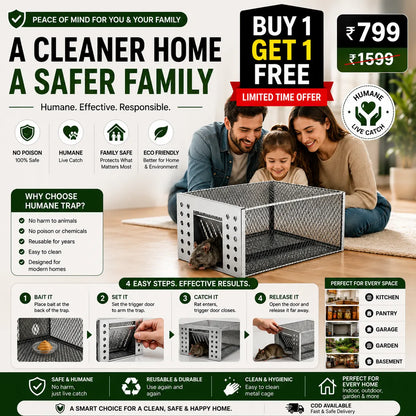 Humane Live Catch & Release Mouse Trap - Buy 1 Get 1 Free