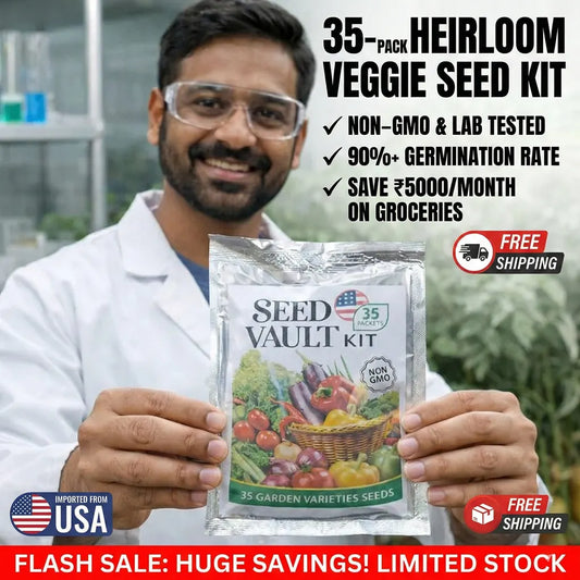 35-Pack Heirloom Vegetable Seed Kit | USA Imported, Non-GMO & High Yield
