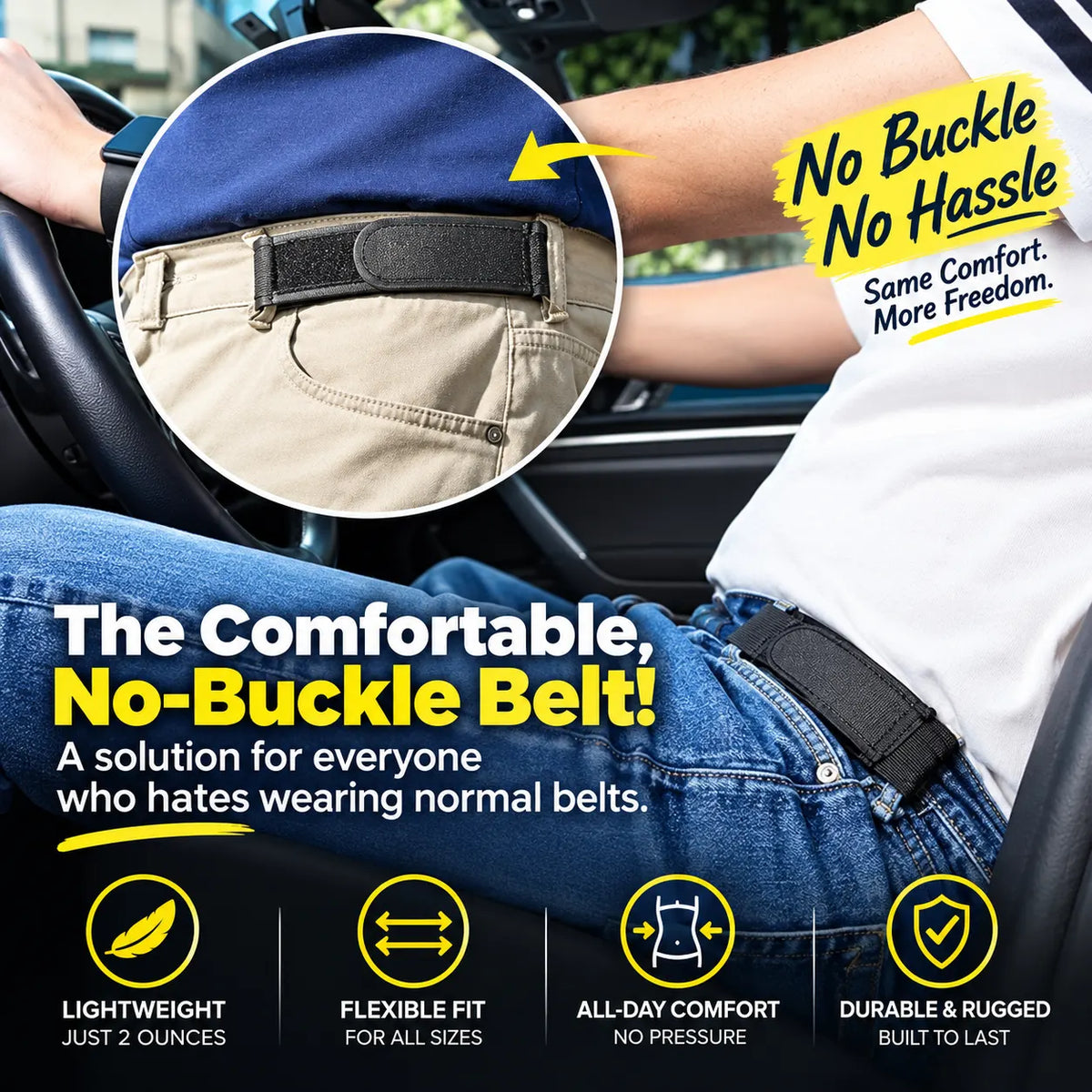 FlexiBelt – Buckleless Elastic Waist Belt (Buy 1 Get 1 Free)