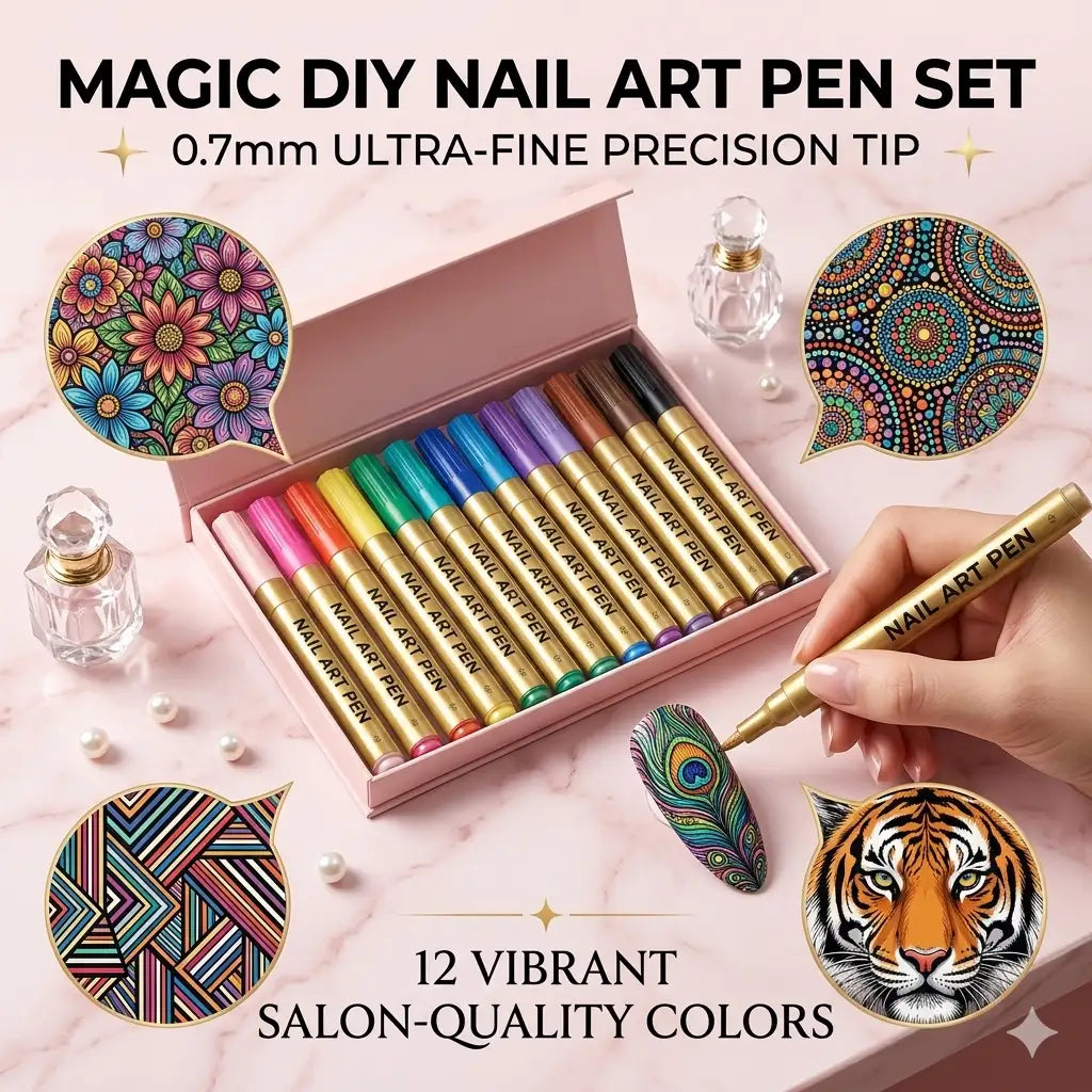 The Magic Nail Art Pens (12 Colors) | Flawless DIY Designs In Seconds