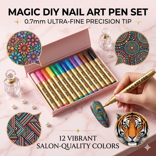 The Magic Nail Art Pens (12 Colors) | Flawless DIY Designs In Seconds
