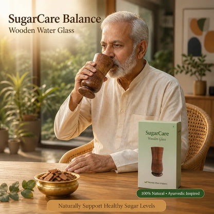 Sugar Balance™ Vijaysar Wooden Glass | Clinically Recognised Ayurvedic Support for Healthy Blood Sugar