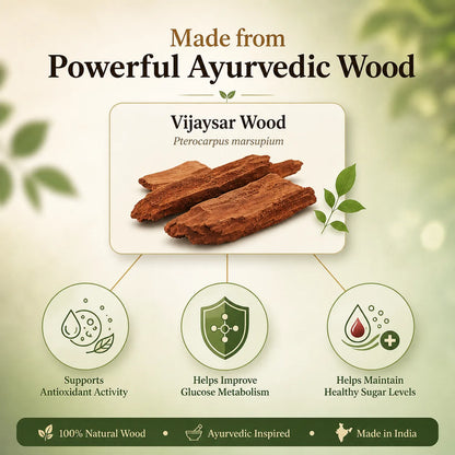 Sugar Balance™ Vijaysar Wooden Glass | Clinically Recognised Ayurvedic Support for Healthy Blood Sugar