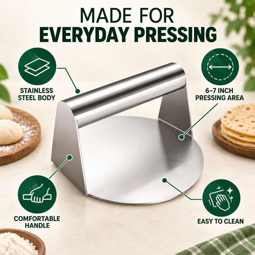 RotiPress Pro™ Stainless Steel Roti & Puri Dough Press